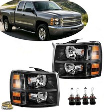 For Chevy Silverado 1500 2500hd 2007-2014 Lr Wbulbs Black Housing Headlights