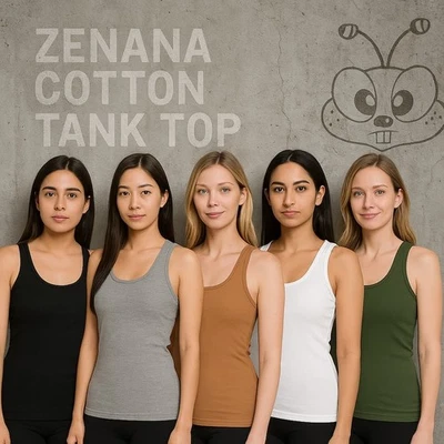 Zenana Ribbed Racerback Tank Top🍯Gym Workout Fitness Yoga Womens Cotton Shirts - Image 1 of 4