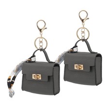 2 Pcs Mini Backpack Keychain Pouch, Gray