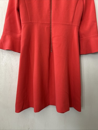 Abito crepe manica a campana JCrew taglia 8 e7848 rosso papaya scuro abito ufficio $129 prezzo consigliato - Foto 9 di 13