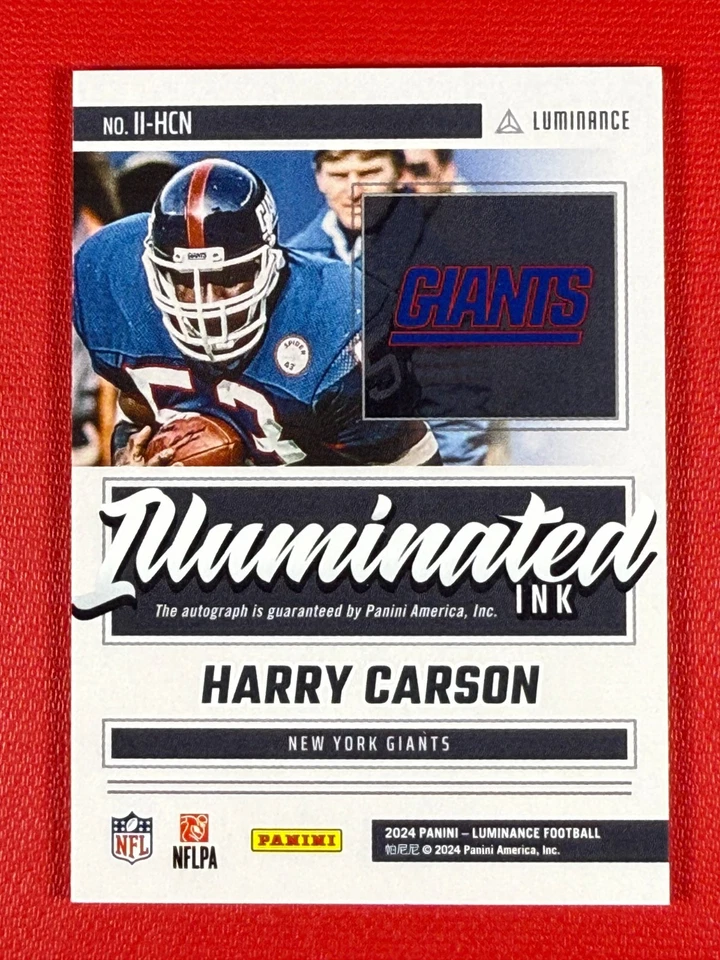 2024 Panini Luminance - Illuminated Ink Harry Carson Auto #II-HCN (SP - 12/100)  - Image 2 of 2