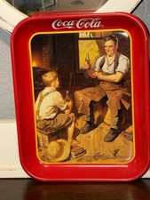 Coca Cola Vintage Reproduction Tray 1987 Village Blacksmith by Frederic Stanley