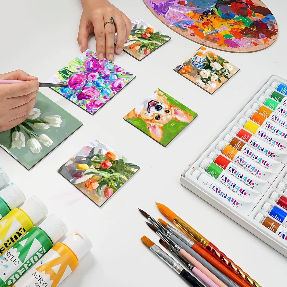 Mini Panel de Lona Magnética 2.5x2.5 Pulgadas / Paquete de 24 - Pequeño Lienzo Plano Cuadrado... Foto 4 de 4