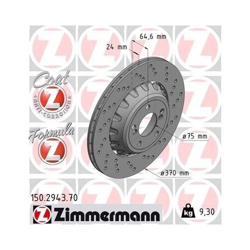 1x Disque de frein ZIMMERMANN 150.2943.70 convient pour BMW - Photo 1/1