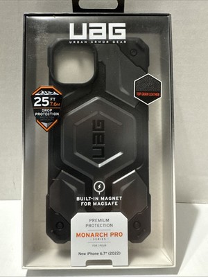 *NEW* UAG Monarch Pro Top Grain Leather MagSafe Case for iPhone 14 PLUS - Gray