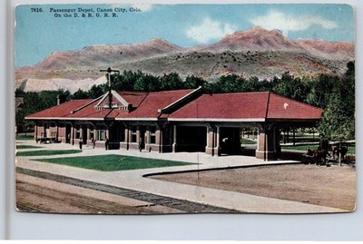 Antique Colorado Postcard CANON CITY Drg Passenger Depot 1910s