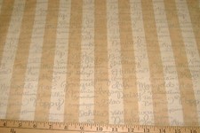 DEBBIE MUMM Fabric - BOTANICAL ANGEL - Flower Names on Tan Stripe - 28" REMNANT