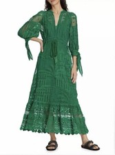 Farm Rio Morada Boa Guipure Tropical Palm Tree Green sz Small S Dress NO SLIP