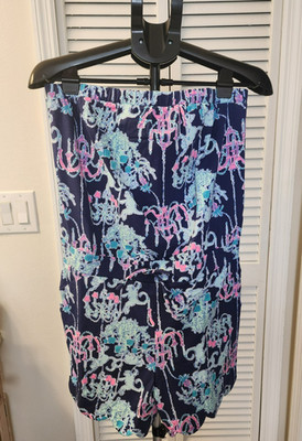 Lilly Pulitzer Jace Strapless Romper Pop Up Monkey Trouble NWT Size L