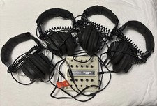 4 califone headphones 3068AV black, 1210AV-PS jack box Used In School-untested