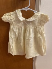 Smocked Baby Girl Dress Vintage Yellow Embroidered 12 Months