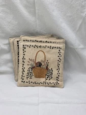Cloth Scented w/ Beads Hot Mug Pads Set of 4 GUC Herb Basket Ivy Country