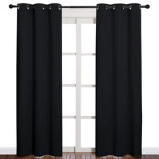 Thermal Insulated Black Blackout Curtains/Drapes 84 inches Length 2 Panels Se...