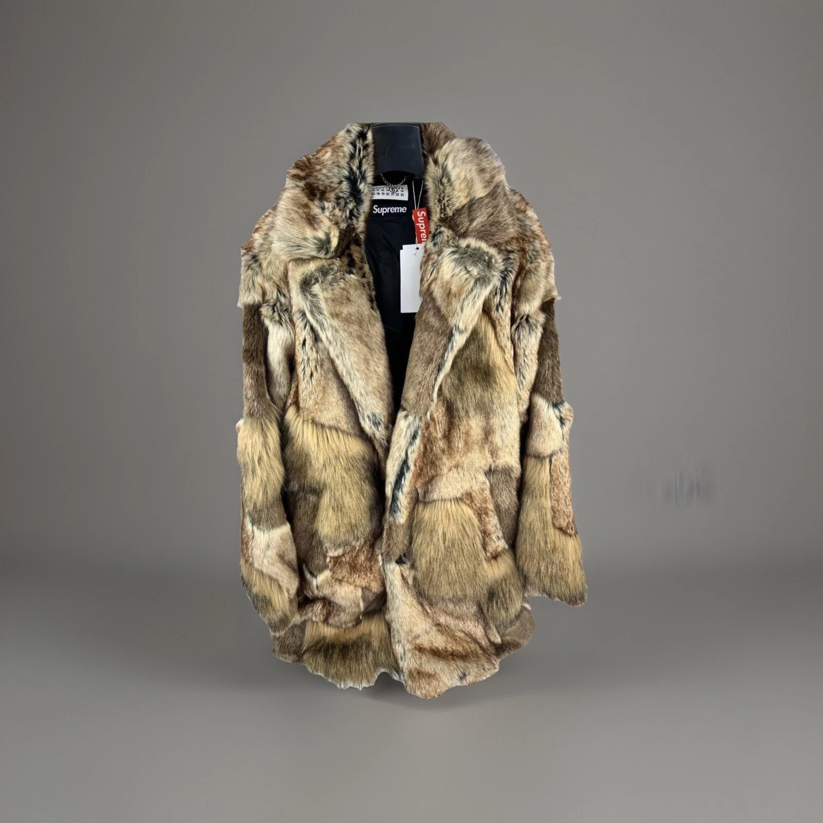 SUPREME X MAISON MARGIELA   MANTEAU PATCHWORK FAUSSE FOURRURE TAILLE : L