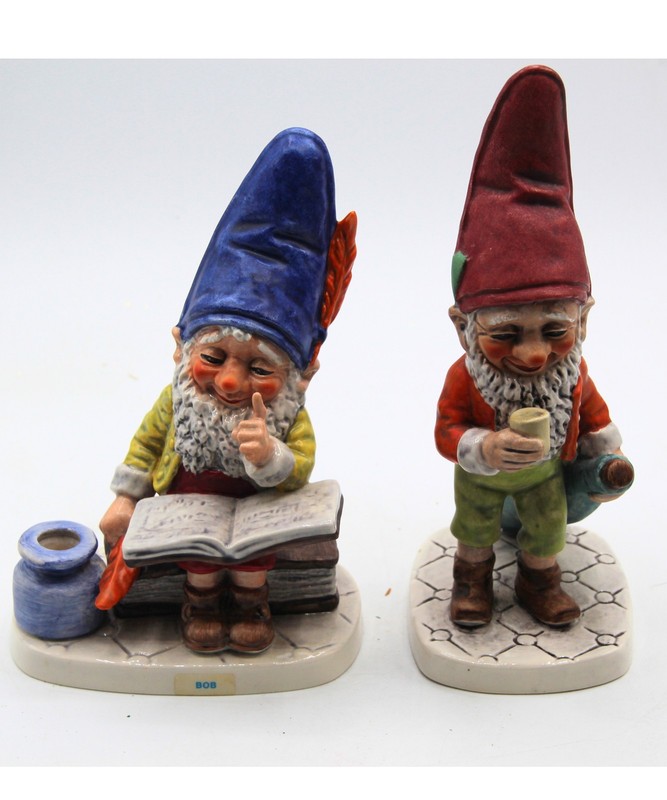 Goebel Gnomes "Fritz the Happy Boozer' and Bob the Bookworm" Figurine Vintage