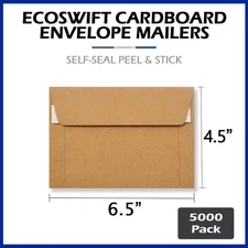 5000 - 6.5x4.5 "EcoSwift" Brand Self Seal Photo Cardboard Envelope Mailers BROWN