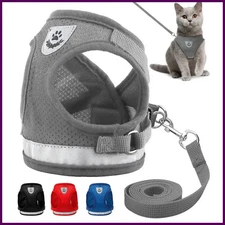 Adjustable Breathable Pet Dog Cat Harness and Leash Escape Proof Cat Vest