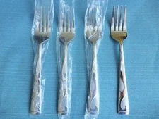 New Oneida TUSCANY Scrolls Set of 4 Salad Forks Stainless Flatware (7 1/8")