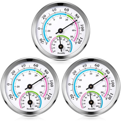 Weewooday 3 Pcs Indoor Outdoor Thermometer 2 in 1 Mini Home Silver 