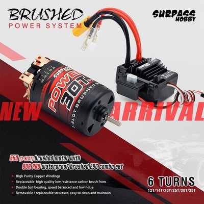 Surpass Hobby 550 3-Solt 12T 14T 20T Brushed Motor w/80A ESCfor 1/10 1/12 RC Car