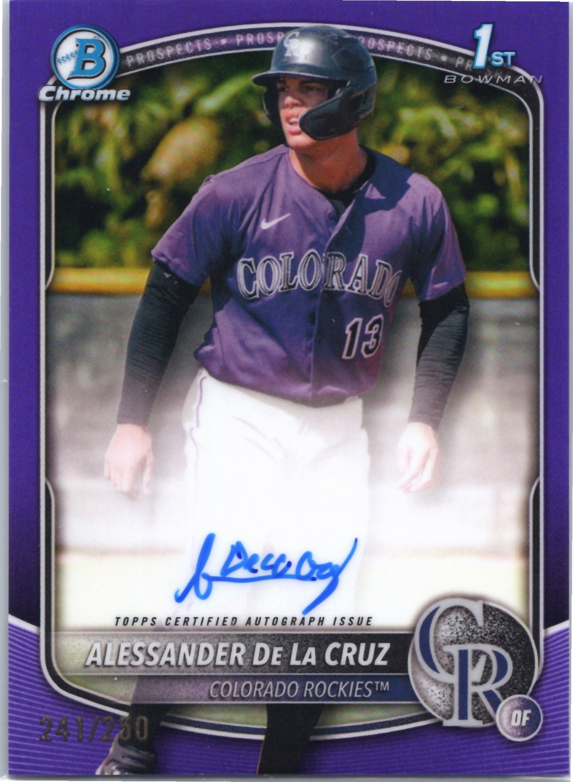 2025 Bowman Chrome Alessander De La Cruz Autograph Purple 241/250 #CPA-AD