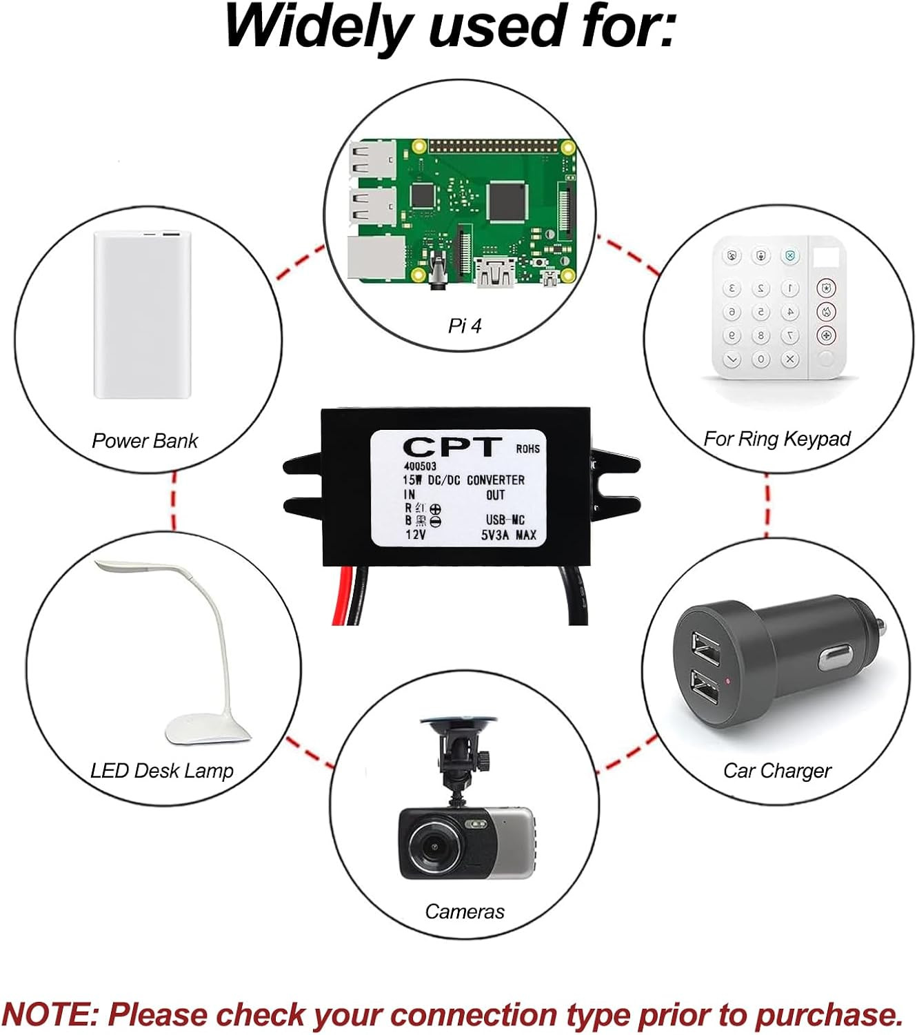12V to 5V 3A Buck Converter Module with Type-C Interface