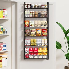 Over the Door Organizer Black 6-Tier Pantry with Adjustable Basket Hanging Spice