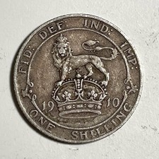 1910 Great Britain One Shilling Silver VF Details .925 England King Edward Coin