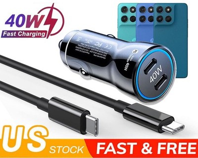 For Motorola Moto G Power 2026/2025 40W Fast Charging Double Type-C Car Charger