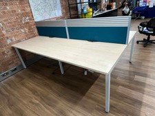 Steelcase 4-Person Bench Desking, Maple / White, Desktop Screen, W1200mm [FRO...