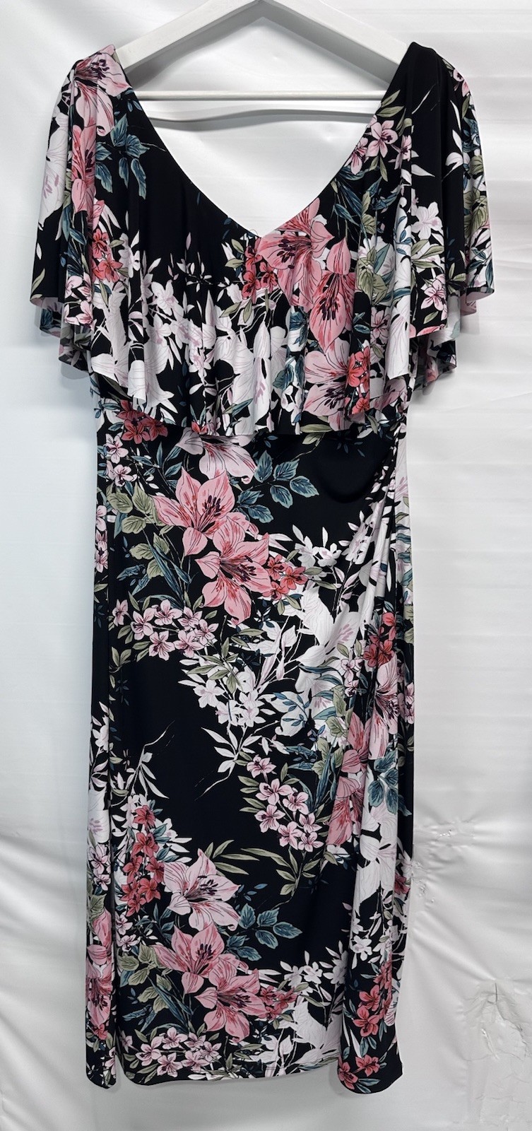 Connected Apparel Black Multicolor FloralDress Ru… - image 7