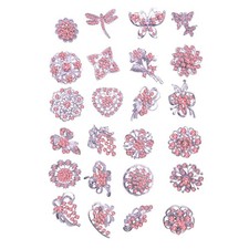 Lot 24pc Shining Rhinestone Crystal Brooches Pins DIY Wedding Bouquet Kit L 