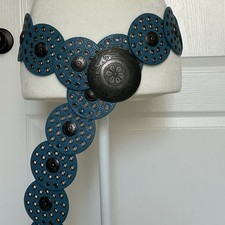 Women's Turquoise Blue Boho Concho Western Inspired Statement Belt Size XL