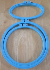 VTG 3 Embroidery Hoop Aqua Blue Metal Screw Closure, 6, 7 Round 3 X6 Oval