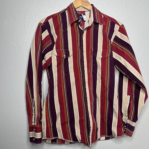 Chemise Vintage Wrangler Brushpopper Homme - 17.5 35, Rayures, X-Long Tails, Tchécotah
