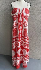 FARM RIO Anika Shell White Coral Linen Blend Adjustable Strap Maxi Dress XL NEW