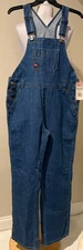 DICKIES Womens Denim Bib Overalls Relaxed Fit Straight Leg NWT - Small