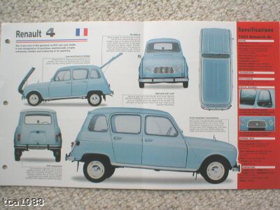 1965 RENAULT 4-L, 4L SPEC SHEET/Brochure/Prospek/Flyer | eBay