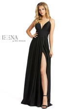 Ieena For Mac Duggal V Neck Spaghetti Strap High Slit Gown-Size 10  (LK# 141 A)