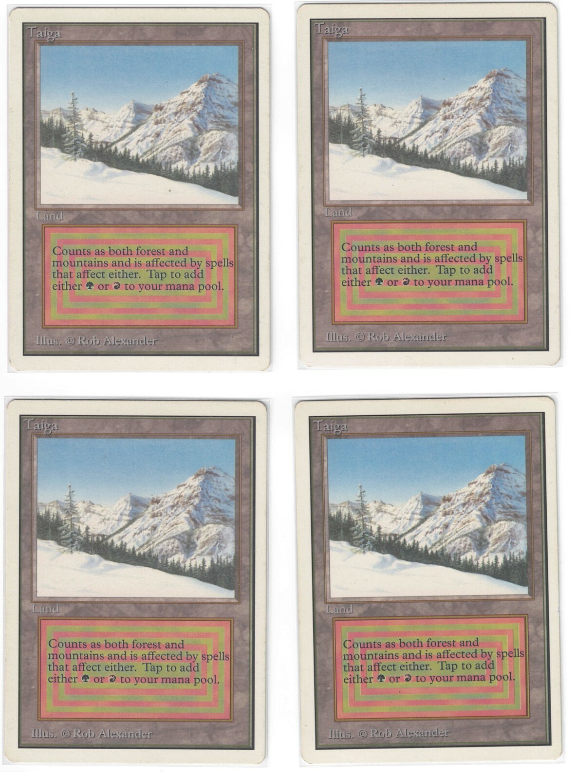 4 x Taiga Unlimited Edition Power 9 MTG Magic Reserved List (Playset) Super Rare