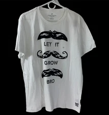 American Eagle Outfitters Mens Mustache Let It Grow Bro White T-shirt Sz XL NWT