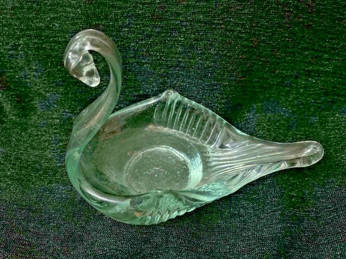 Vintage Handmade Glass Ashtray Figurine old Soviet Swan Art Decor Ussr 2" x3.5" - Picture 8 of 11