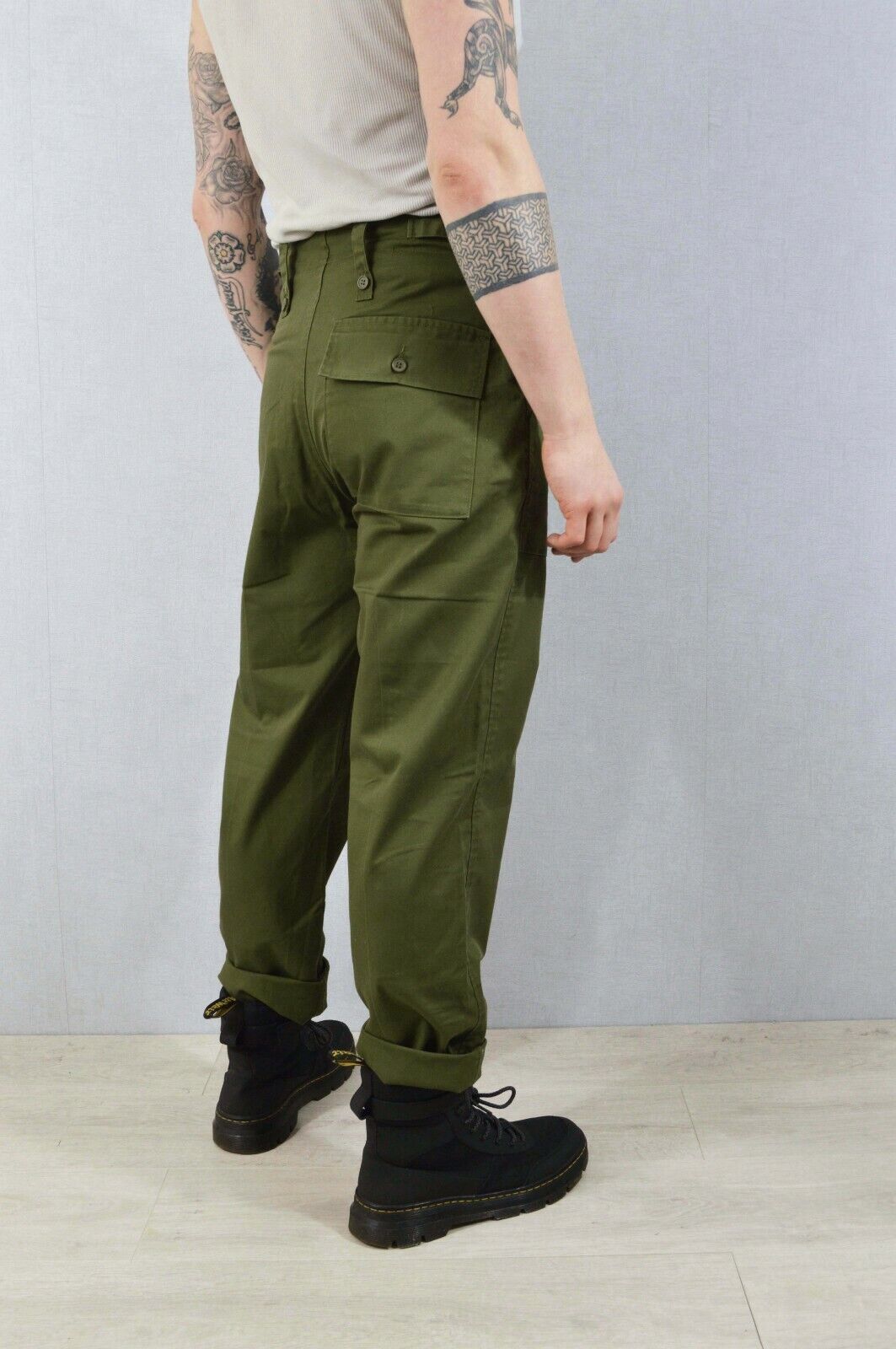 Vintage Army Pants - Utility Workwear Trousers Green 80s 90s -26 
