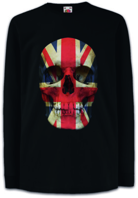 UNION JACK UK SKULL FLAG Kinder Langarm T-Shirt Great Britain England MOD
