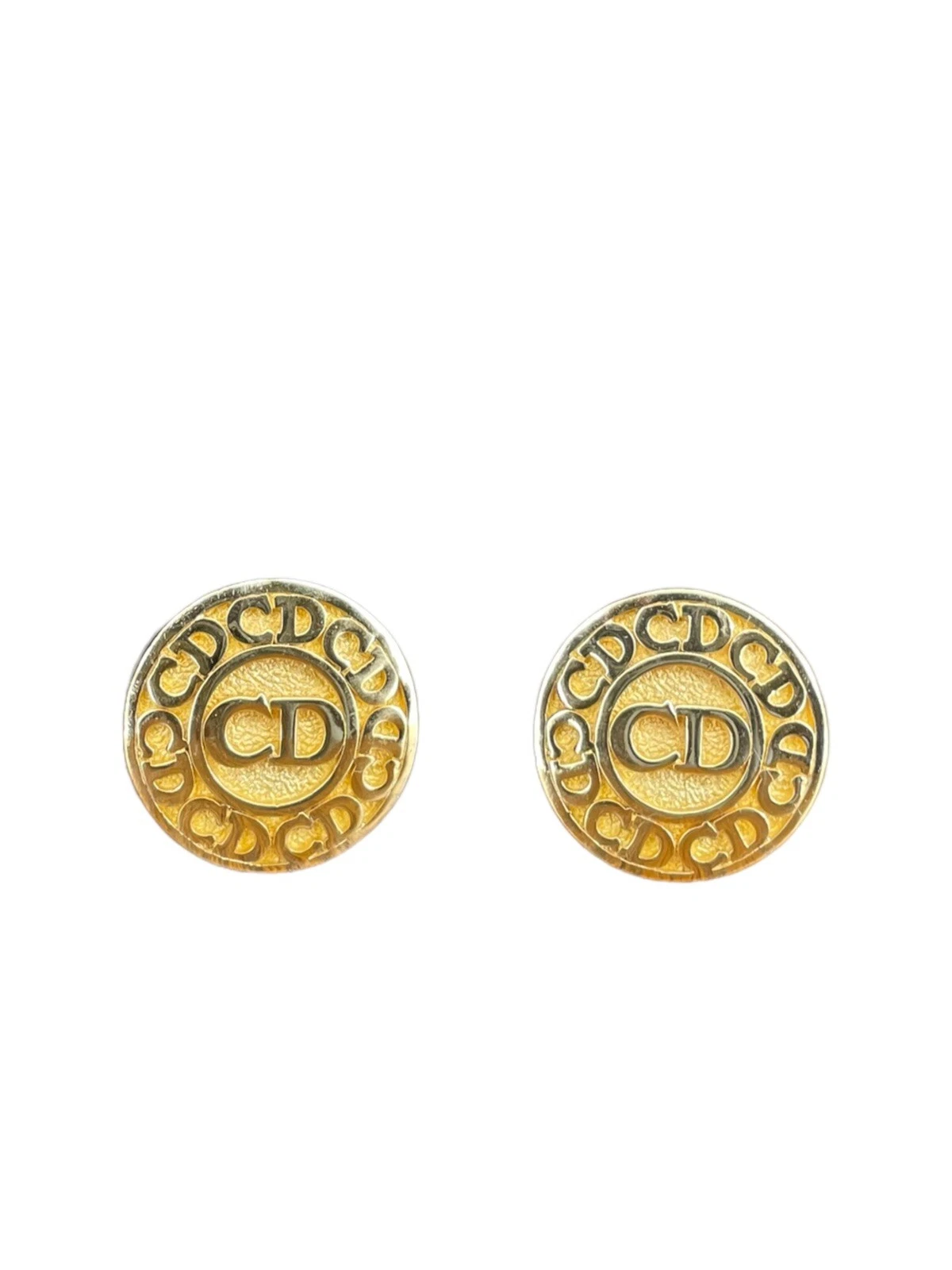 Boucles d'oreilles vintage authentiques Christian Dior clip sur CD logo bijoux accessoire