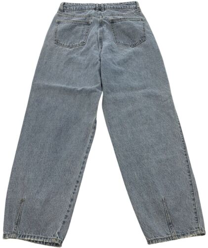 H&M Barrel Jeans Womens 6 Light Blue Denim Pants 100% Cotton Taper High Rise - Picture 3 of 6