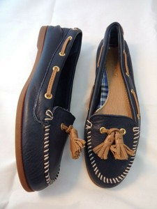 Sperry 5 Sabrina Zapatos Náuticos Azul Marino Cuero Borla $85 | eBay