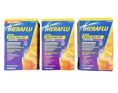 Thera Flu Severe Cold Relief Nighttime 6ct Each 3 Boxes NEW