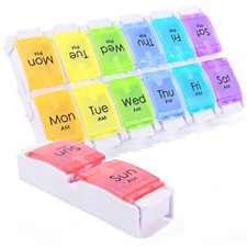 Am Pm Pill Organizer 2 Times A Day Pill Box 7 Day Removable Daily Medicine Pill