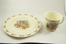RARE 1936 Fine Bone China Royal Doulton Childrens Bunnykins Plate and Cup